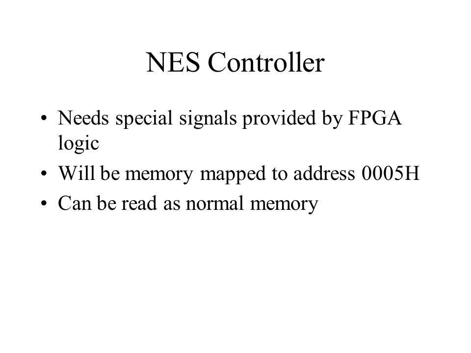 NES Controller Needs special signals provided by FPGA logic