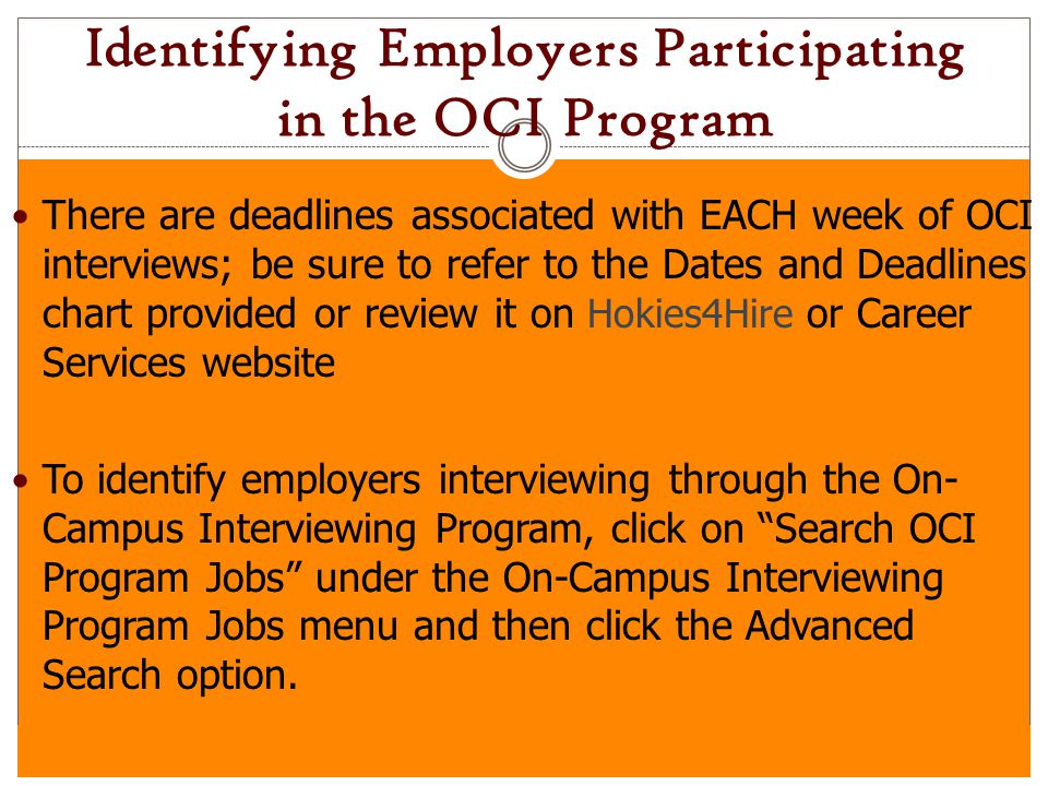 Identifying Employers Participating in the OCI Program