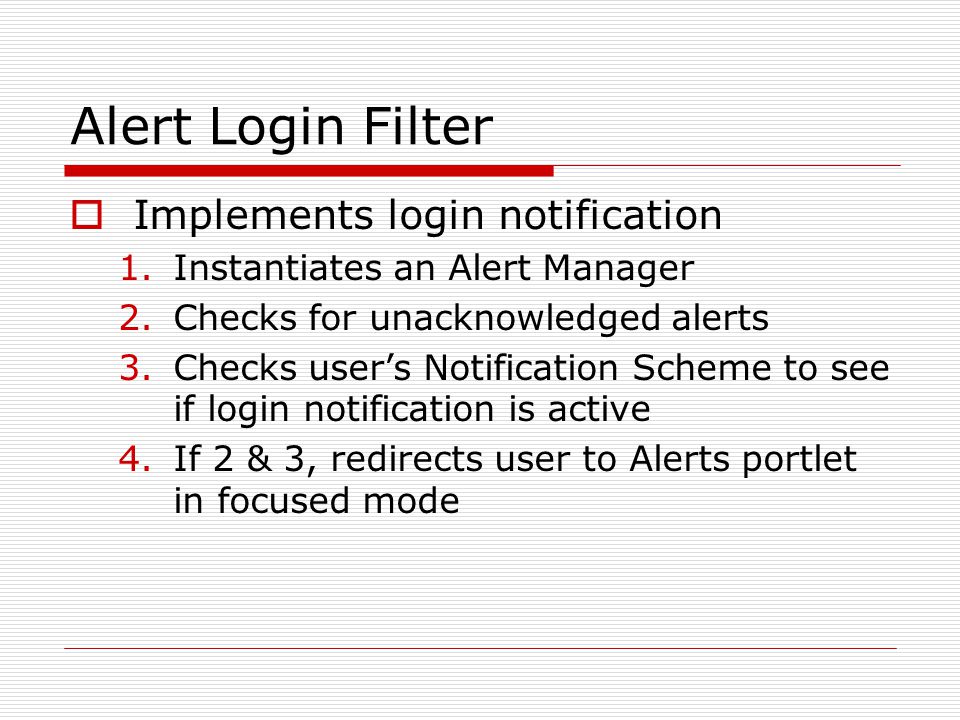 Alert Login Filter Implements login notification
