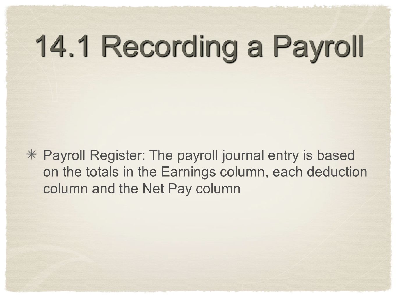 14.1 Recording a Payroll