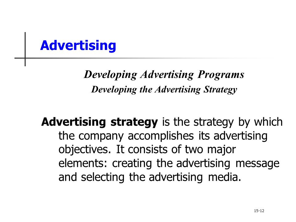 Developing Advertising Programs Developing the Advertising Strategy