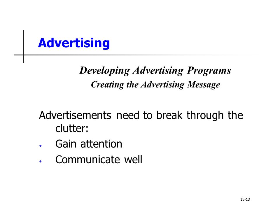 Developing Advertising Programs Creating the Advertising Message
