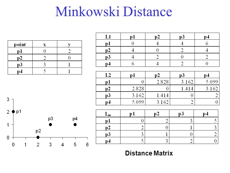 Minkowski Distance Distance Matrix