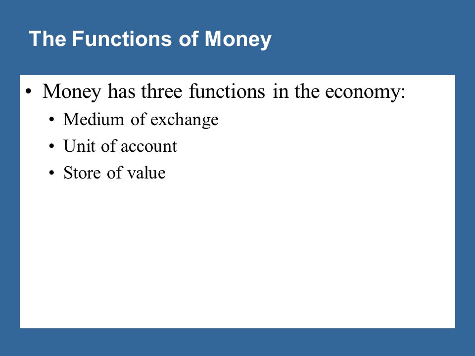 The Functions of Money Medium of Exchange