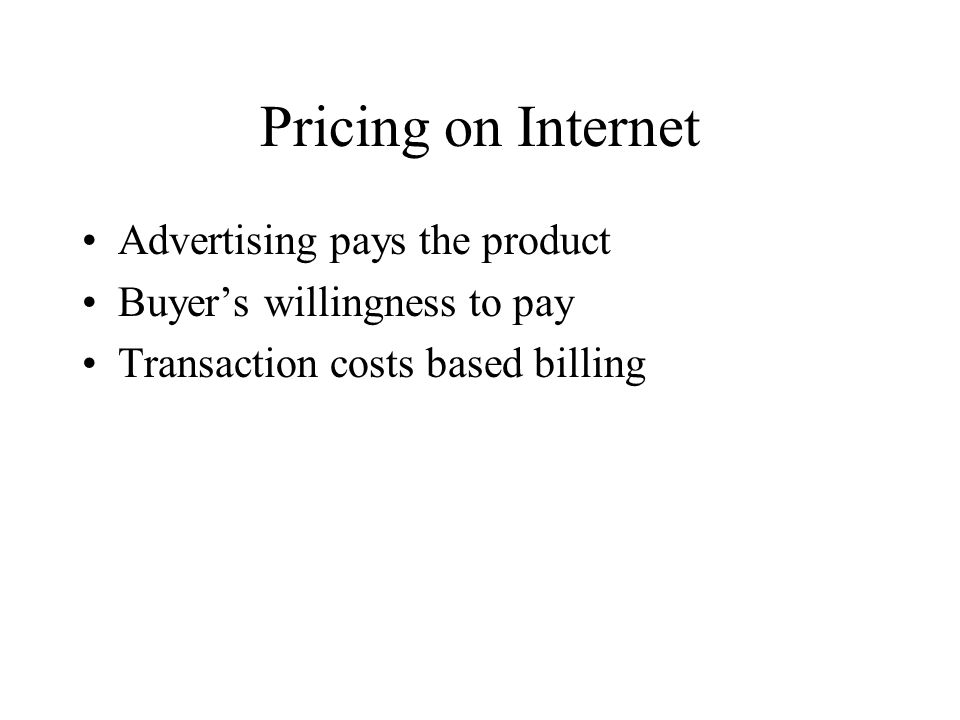 Pricing on Internet Advertising pays the product