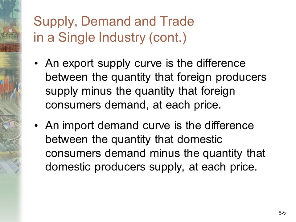 Supply, Demand and Trade in a Single Industry (cont.)