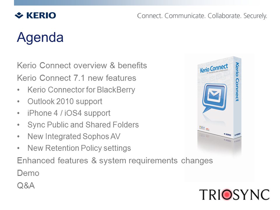 Agenda Kerio Connect overview & benefits