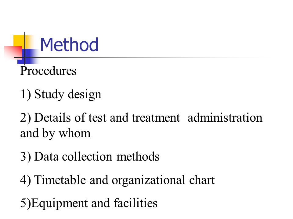 Method Procedures 1) Study design