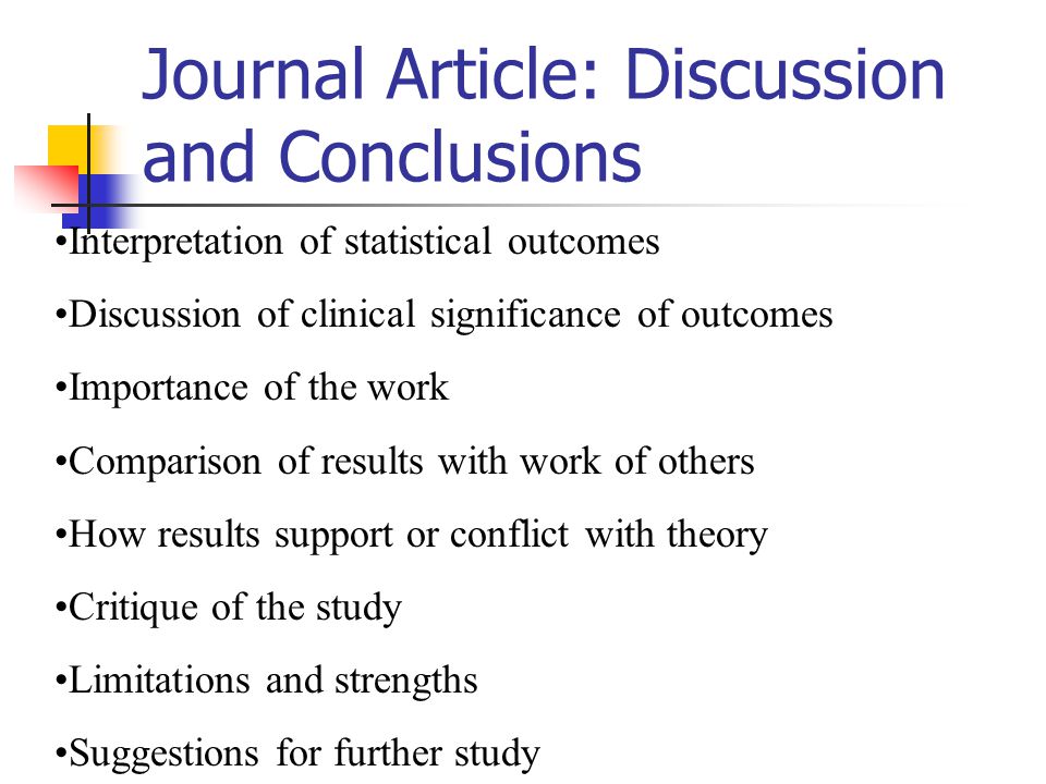 Journal Article: Discussion and Conclusions