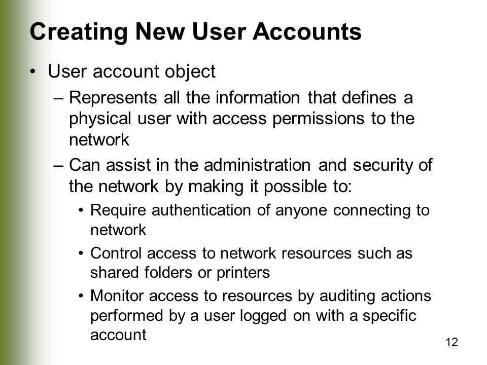 Creating New User Accounts