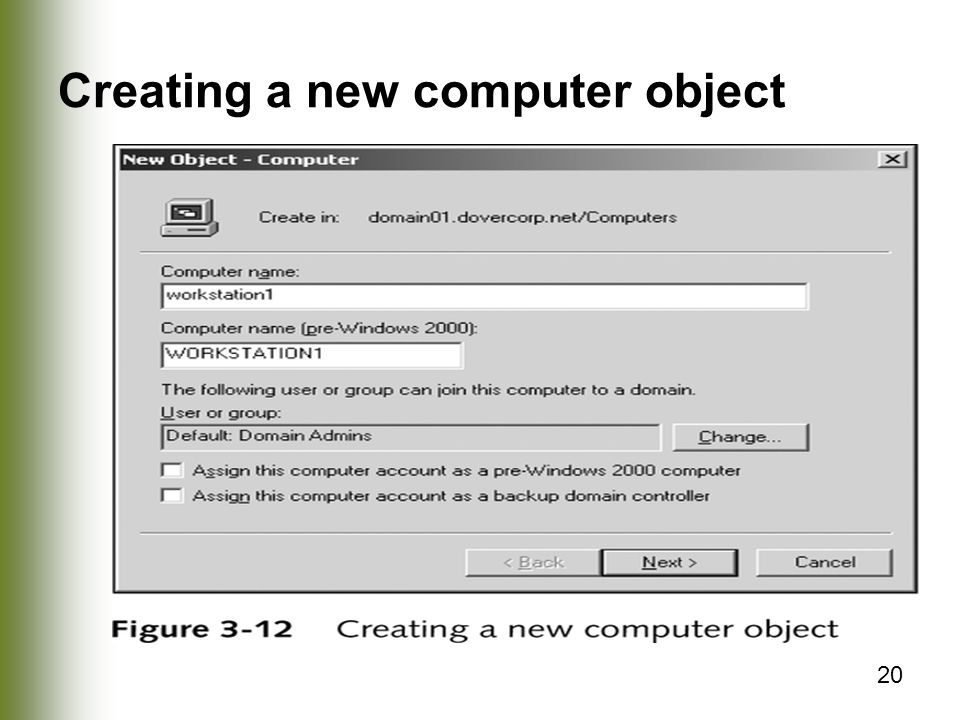 Creating a new computer object