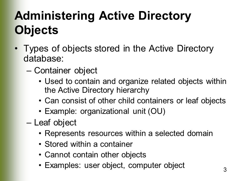 Administering Active Directory Objects
