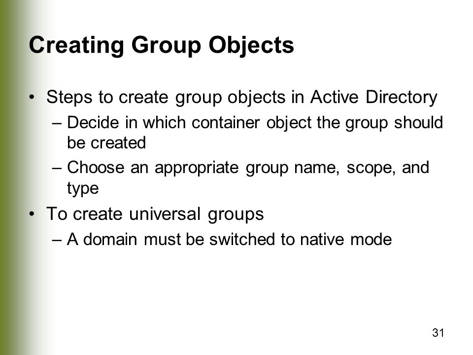 Creating Group Objects
