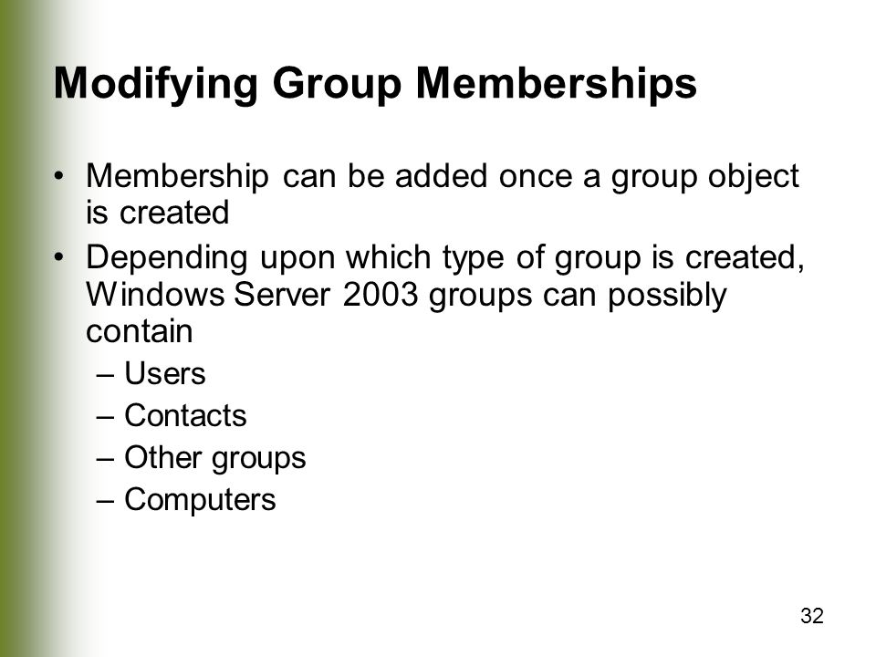 Modifying Group Memberships