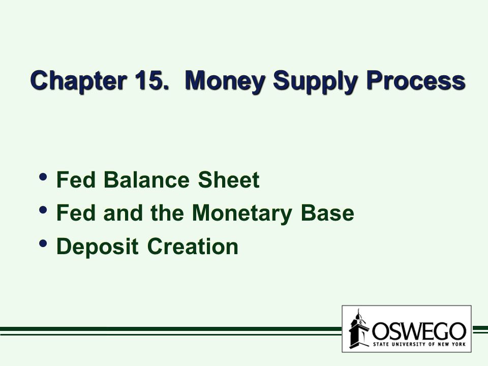 Chapter 15. Money Supply Process