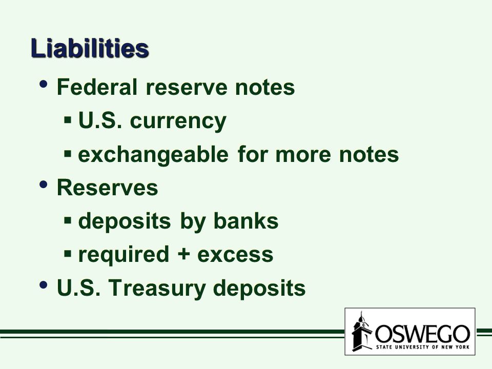 Liabilities Federal reserve notes U.S. currency