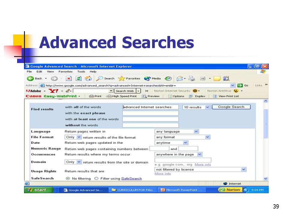 Advanced Searches