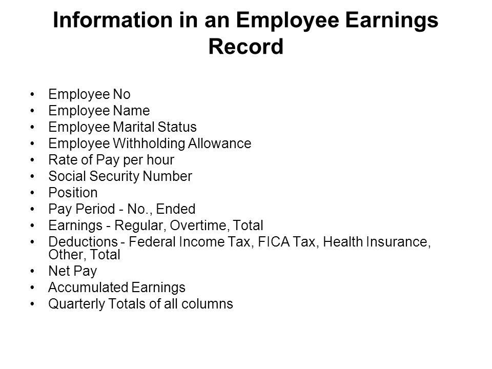 Information in an Employee Earnings Record