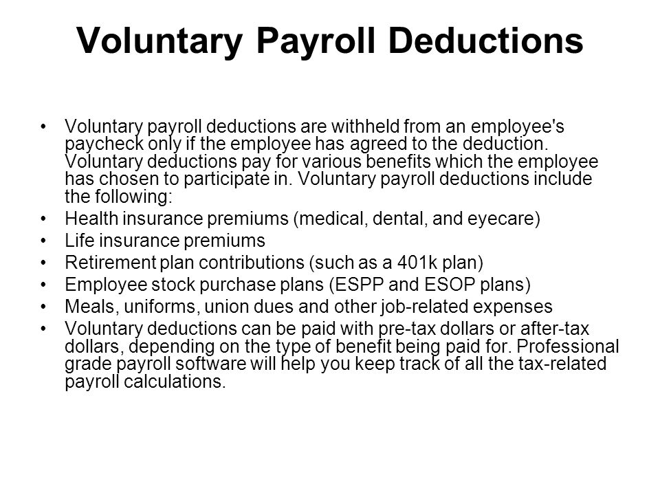 Voluntary Payroll Deductions