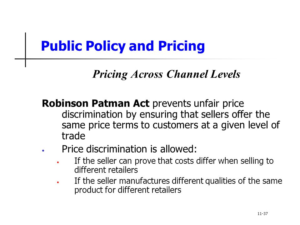 Public Policy and Pricing