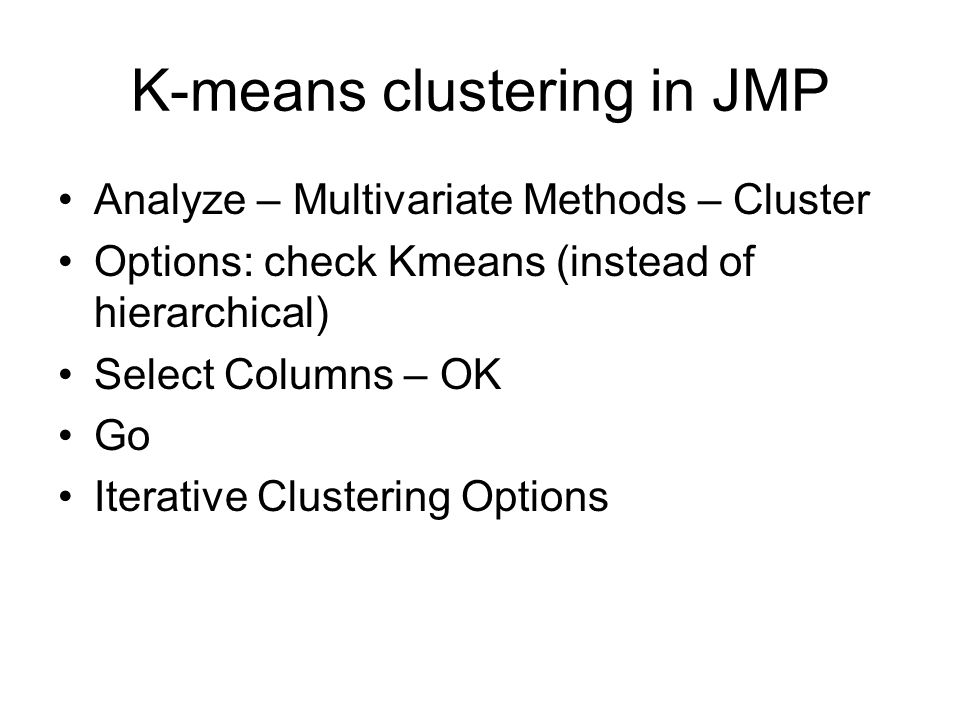 K-means clustering in JMP