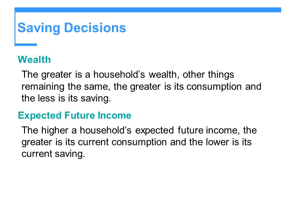 Saving Decisions Wealth