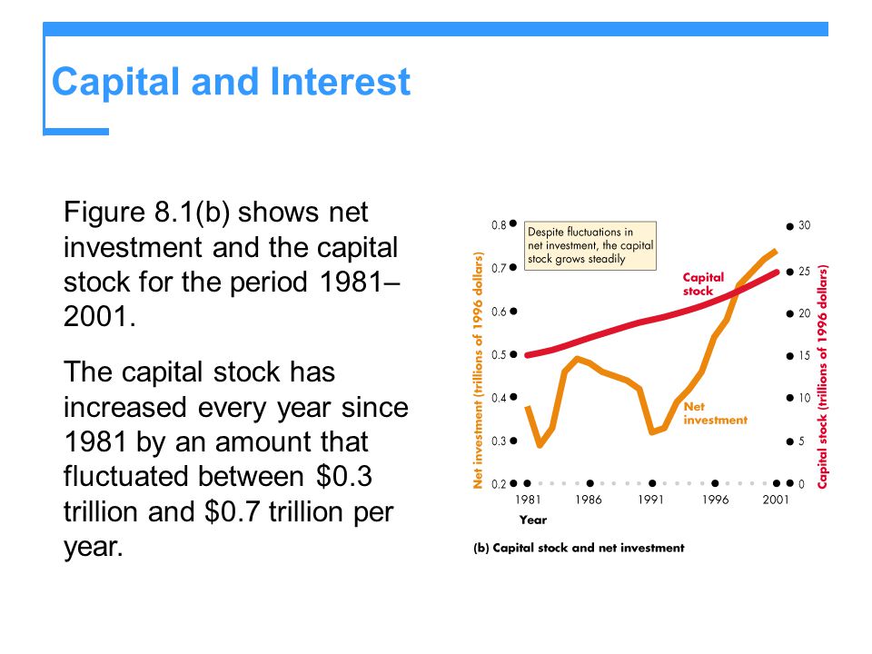 Capital and Interest Figure 8.1(b) shows net investment and the capital stock for the period 1981–2001.
