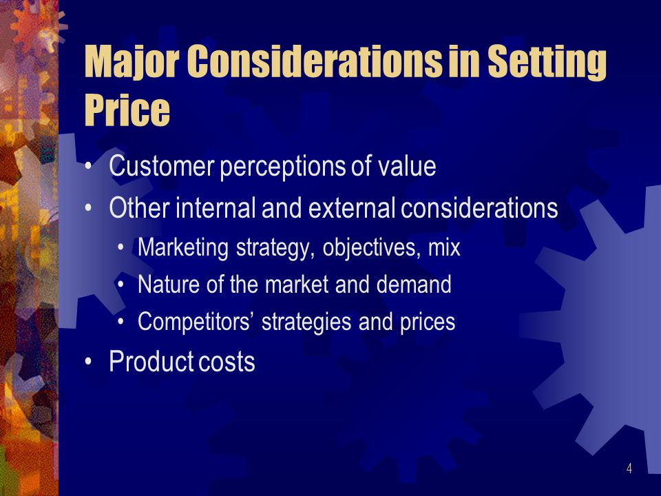 Major Considerations in Setting Price
