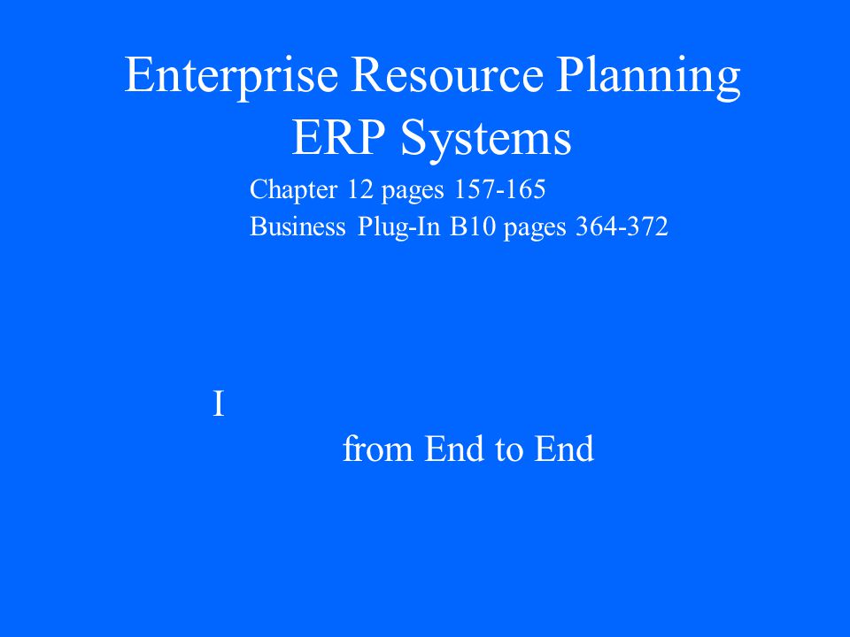 Enterprise Resource Planning ERP Systems