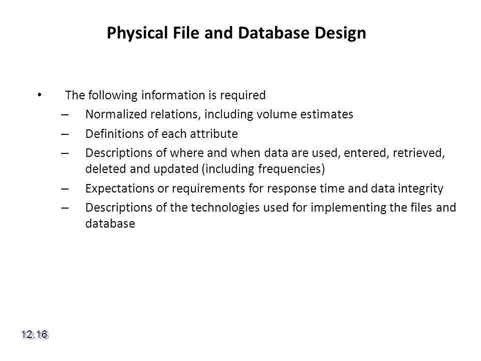 Physical File and Database Design
