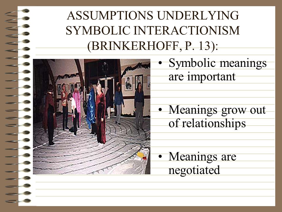 ASSUMPTIONS UNDERLYING SYMBOLIC INTERACTIONISM (BRINKERHOFF, P. 13):