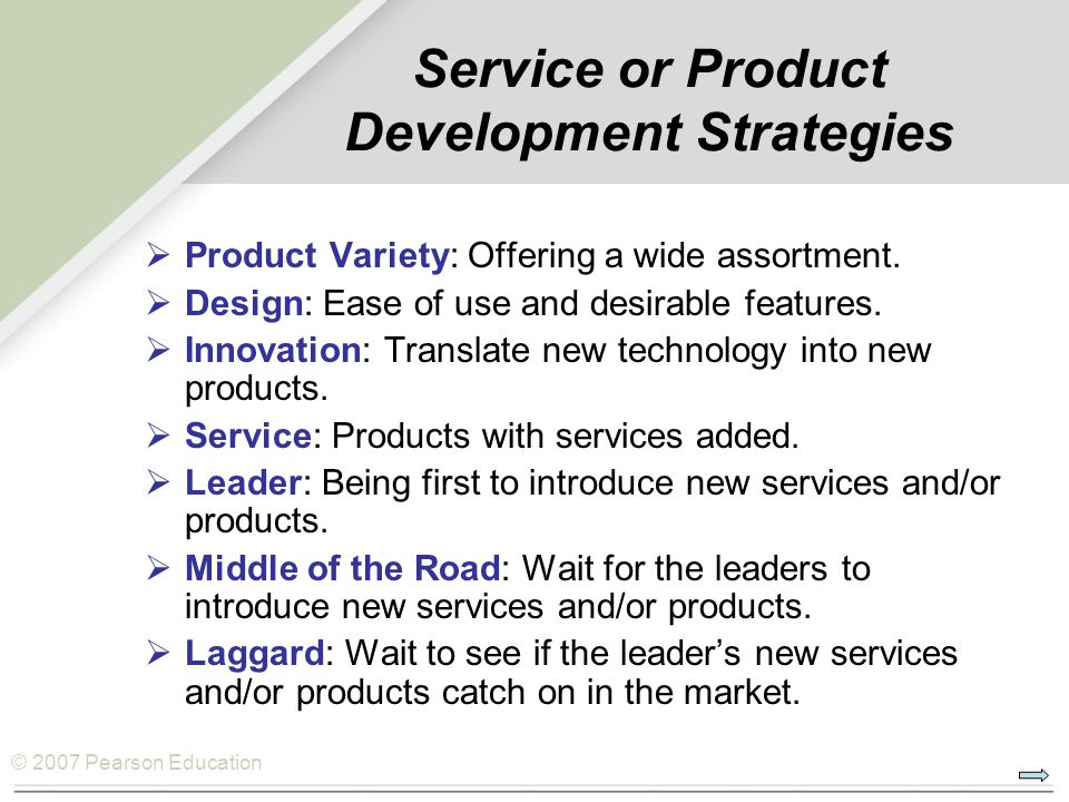 Service or Product Development Strategies
