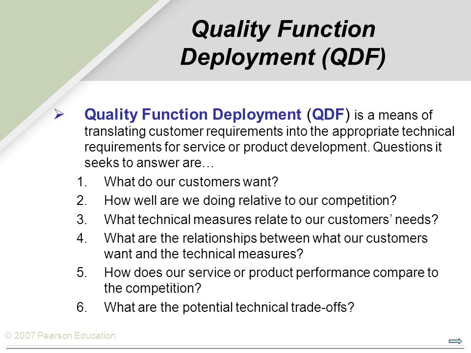 Quality Function Deployment (QDF)