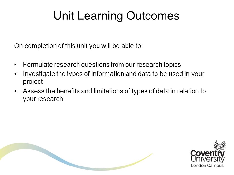 Unit Learning Outcomes
