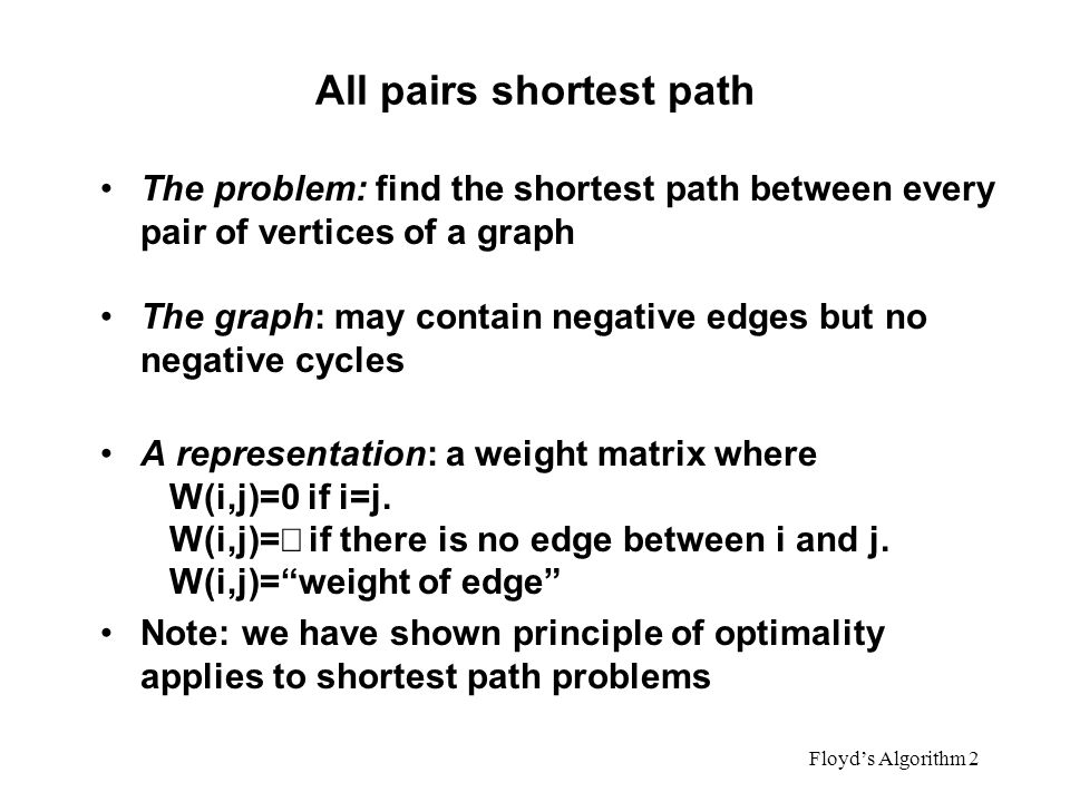 All pairs shortest path