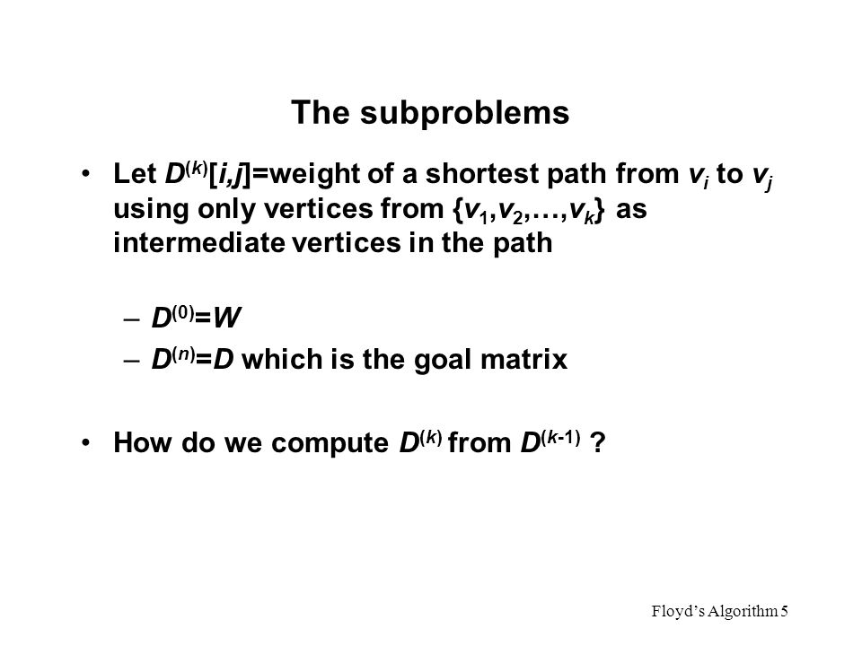 Algorithms The subproblems.