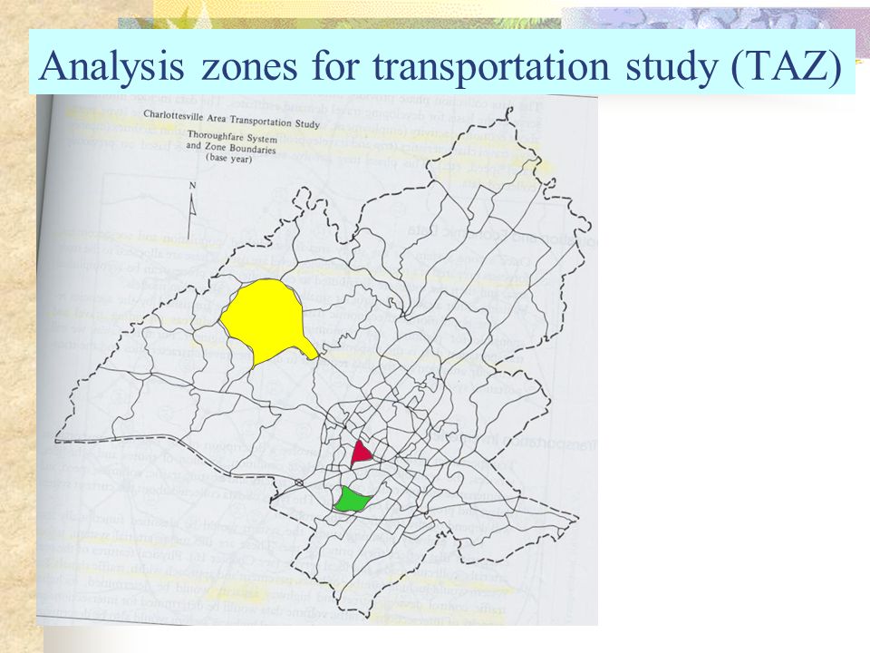 Analysis zones for transportation study (TAZ)