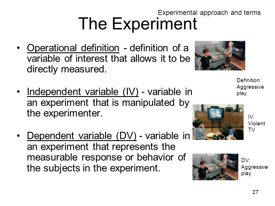 The Experiment Experimental approach and terms.
