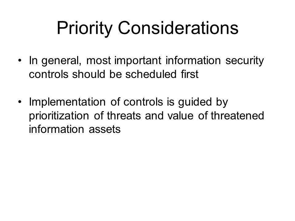 Priority Considerations