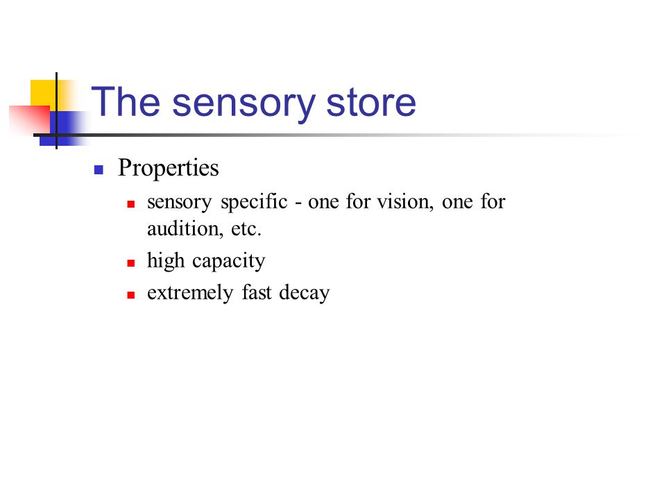 The sensory store Properties