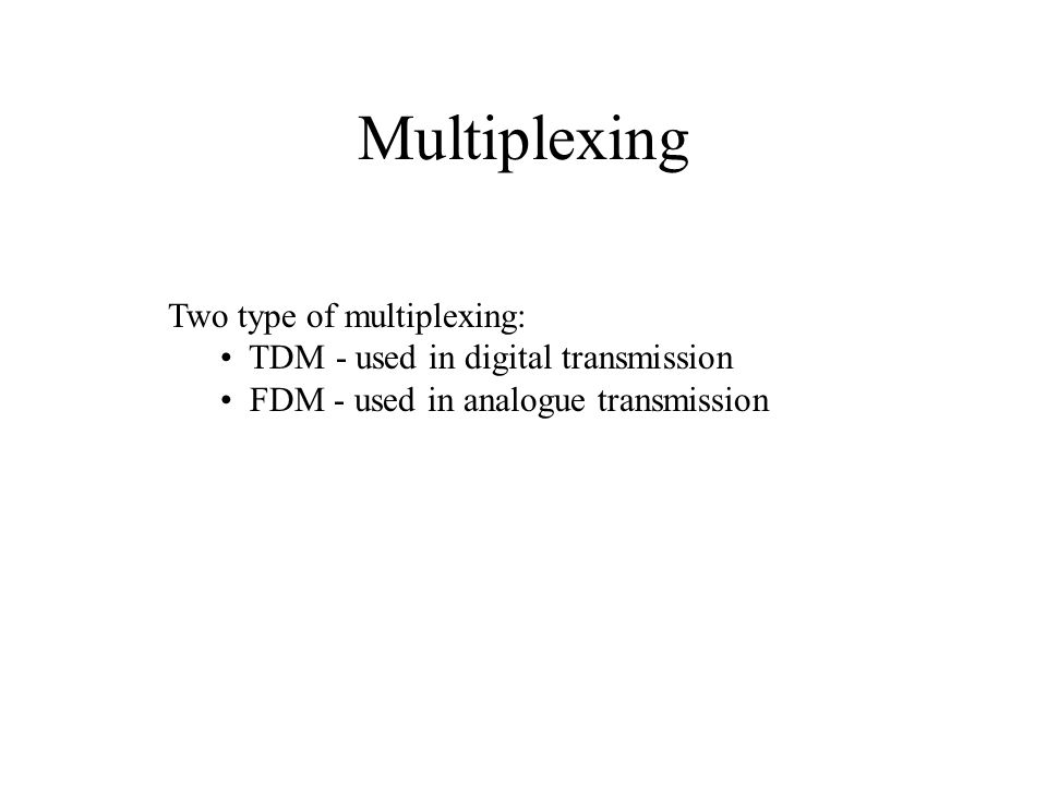 Multiplexing Two type of multiplexing: