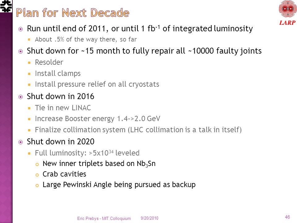 Plan for Next Decade Run until end of 2011, or until 1 fb-1 of integrated luminosity. About .5% of the way there, so far.
