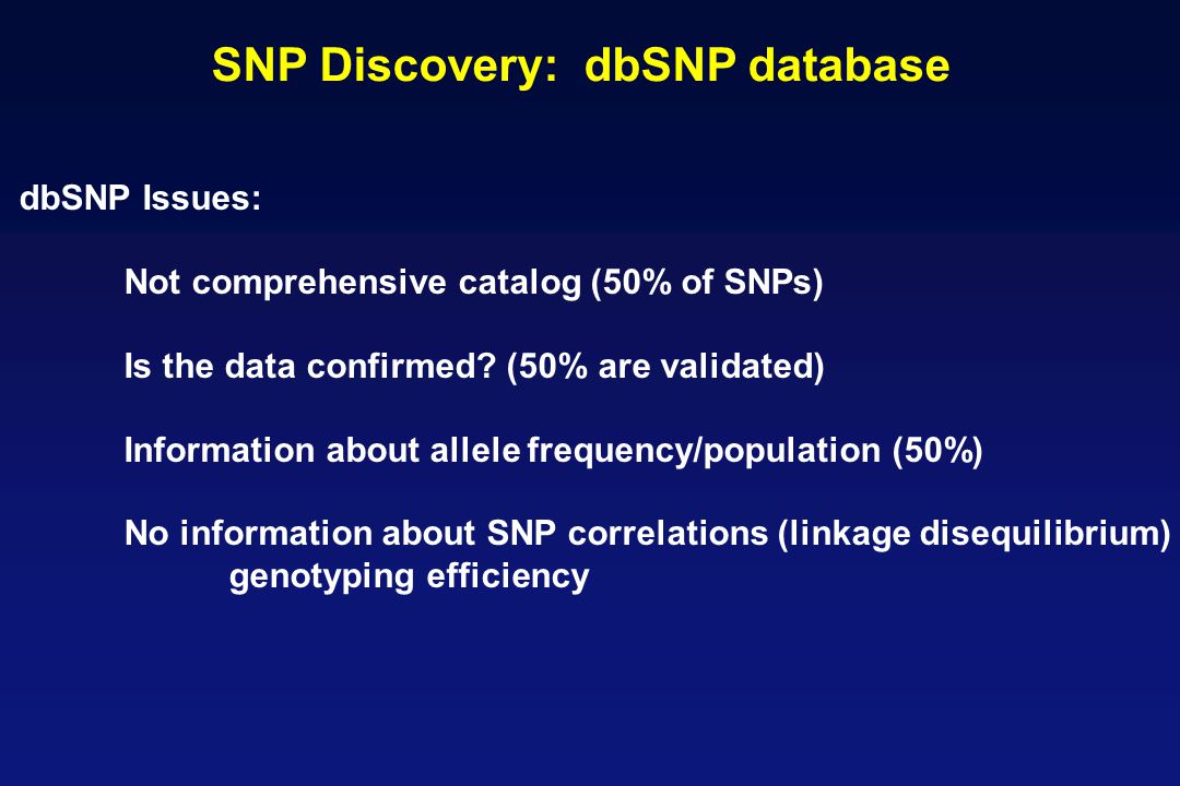 SNP Discovery: dbSNP database