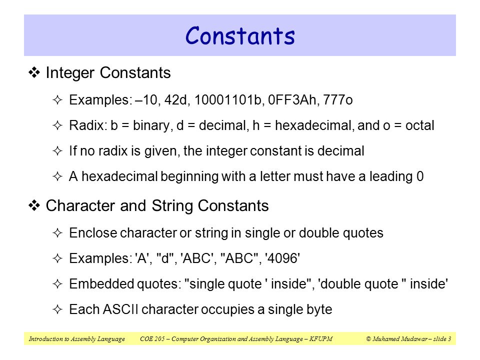 Define Constant in Assembly Language
