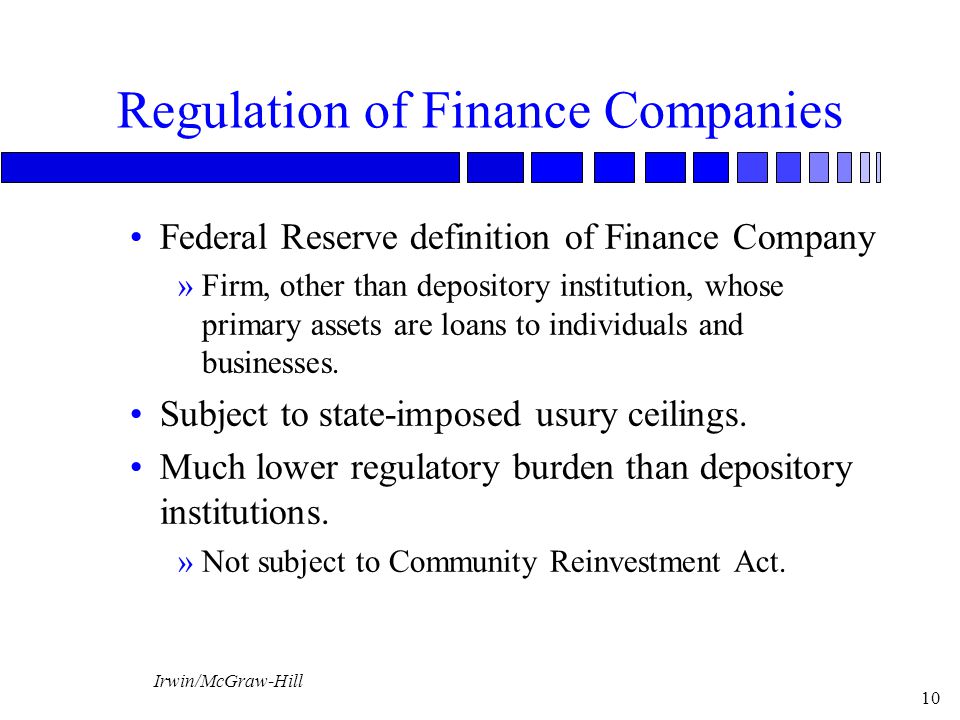 Regulation of Finance Companies