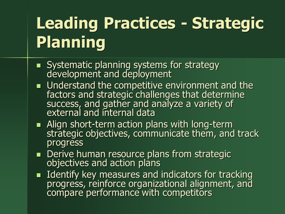 Leading Practices - Strategic Planning