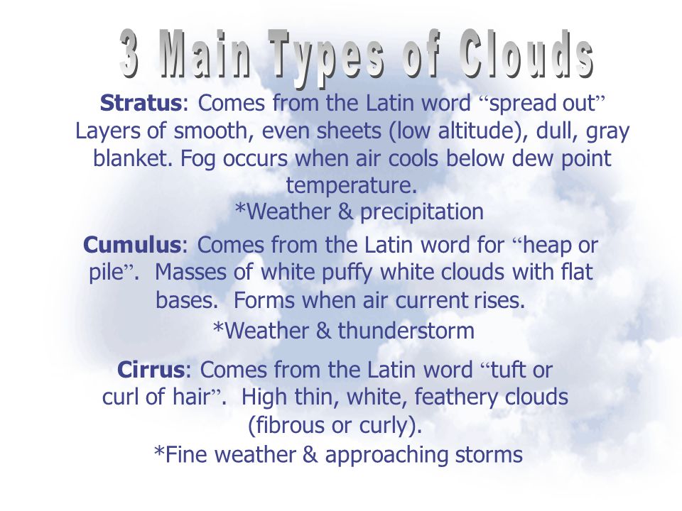 3 Main Types of Clouds