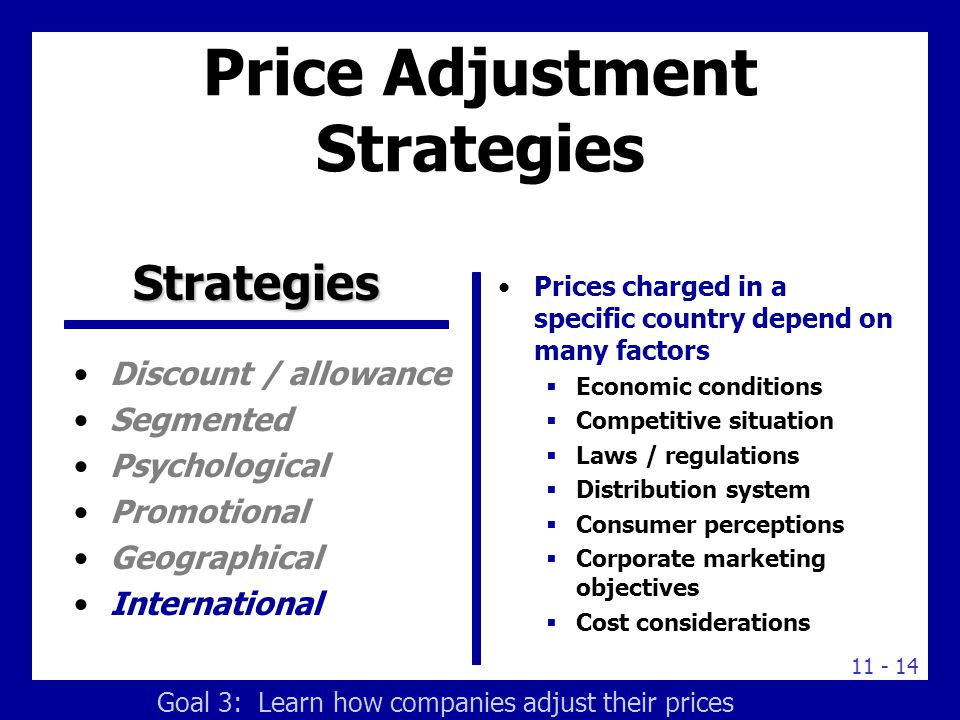 Price Changes Initiate price cuts when a firm: Has excess capacity
