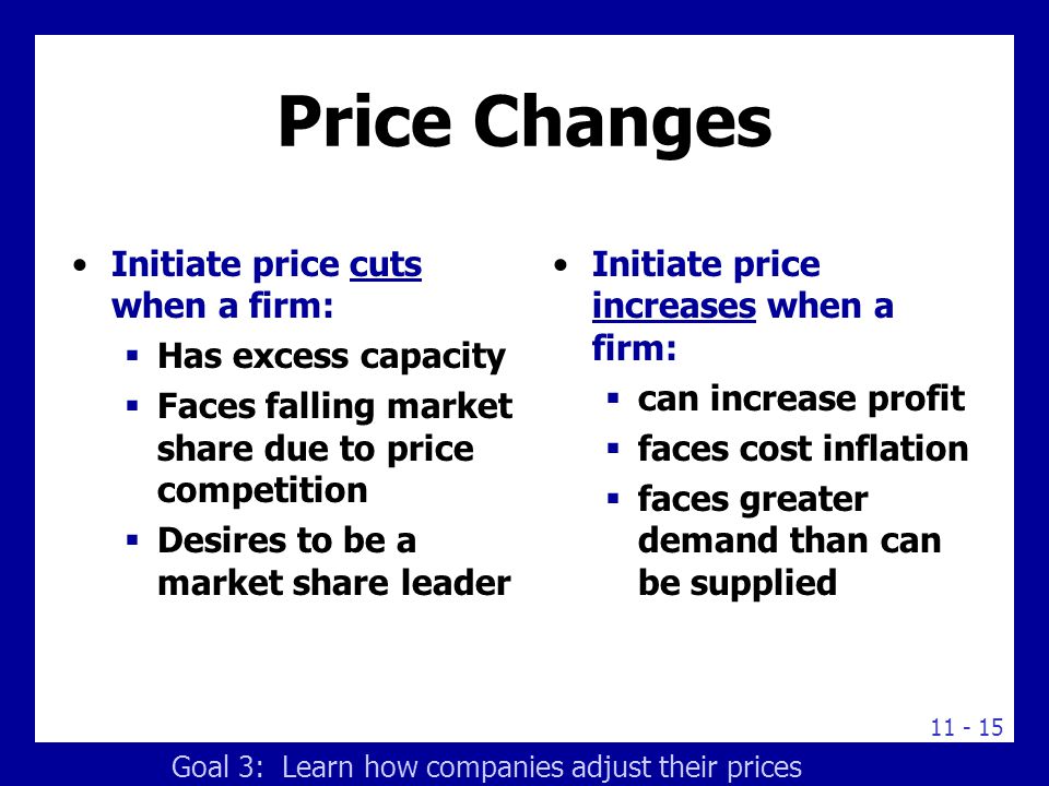 Price Changes Alternatives to Increasing Price