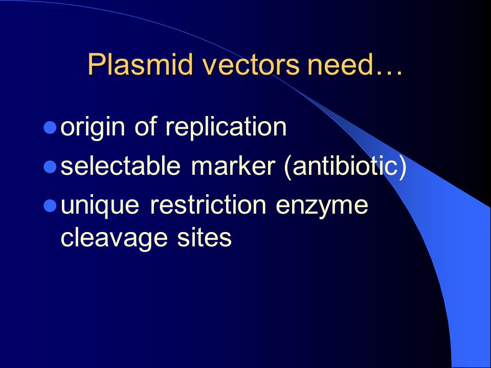 Plasmid vectors need… origin of replication